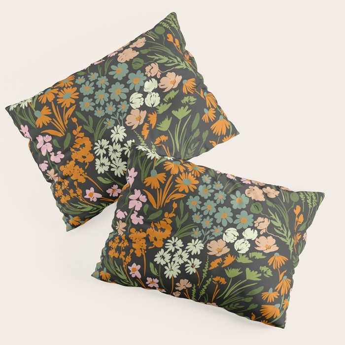 Night in the flowered meadow Pillow Sham Gallery Image 1