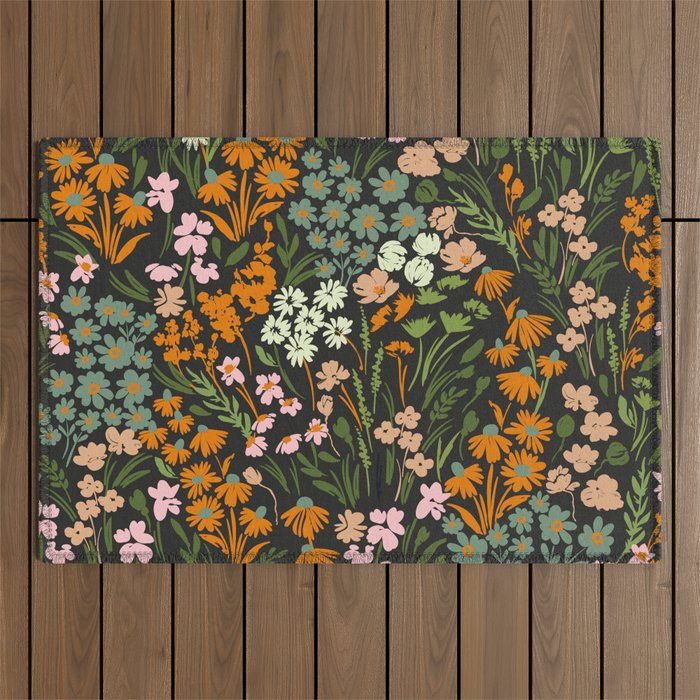 Night in the flowered meadow Outdoor Rug Gallery Image 1