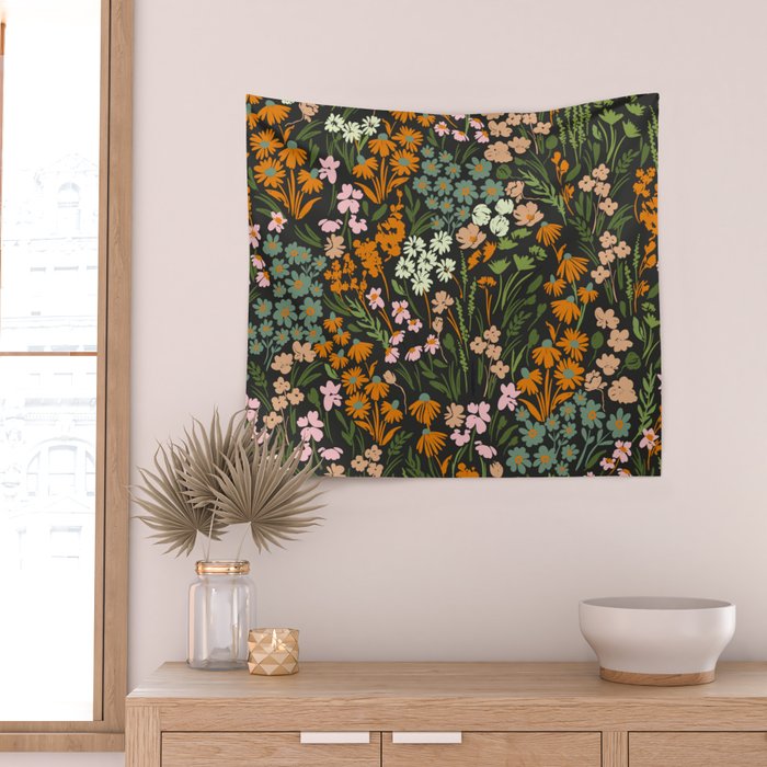 Night in the flowered meadow Wall Tapestry Gallery Image 2
