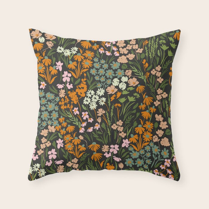Night in the flowered meadow Throw Pillow Gallery Image 6
