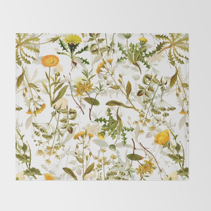 Vintage & Shabby Chic - Yellow Wildflowers Throw Blanket Gallery Image 2