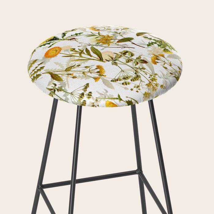 Vintage & Shabby Chic - Yellow Wildflowers Stool Gallery Image 2
