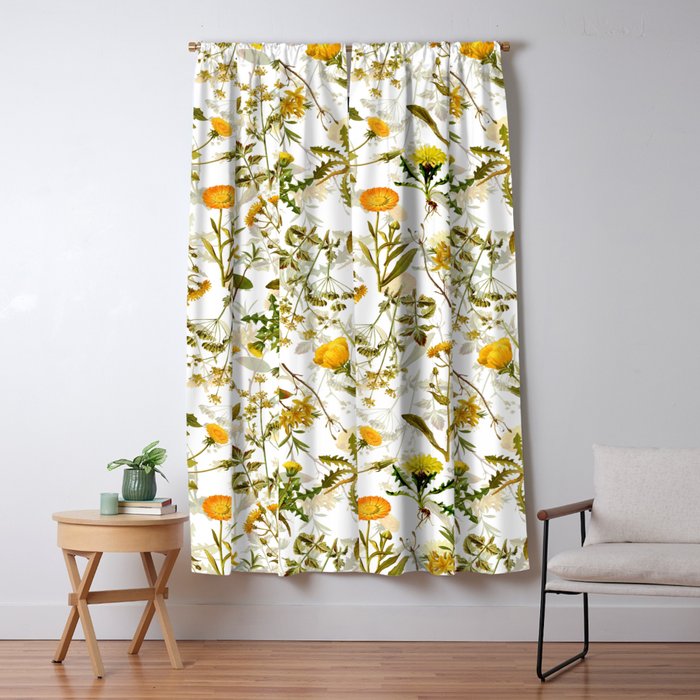 Vintage & Shabby Chic - Yellow Wildflowers Window Curtain Gallery Image 5