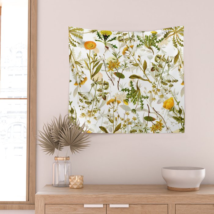 Vintage & Shabby Chic - Yellow Wildflowers Wall Tapestry Gallery Image 2