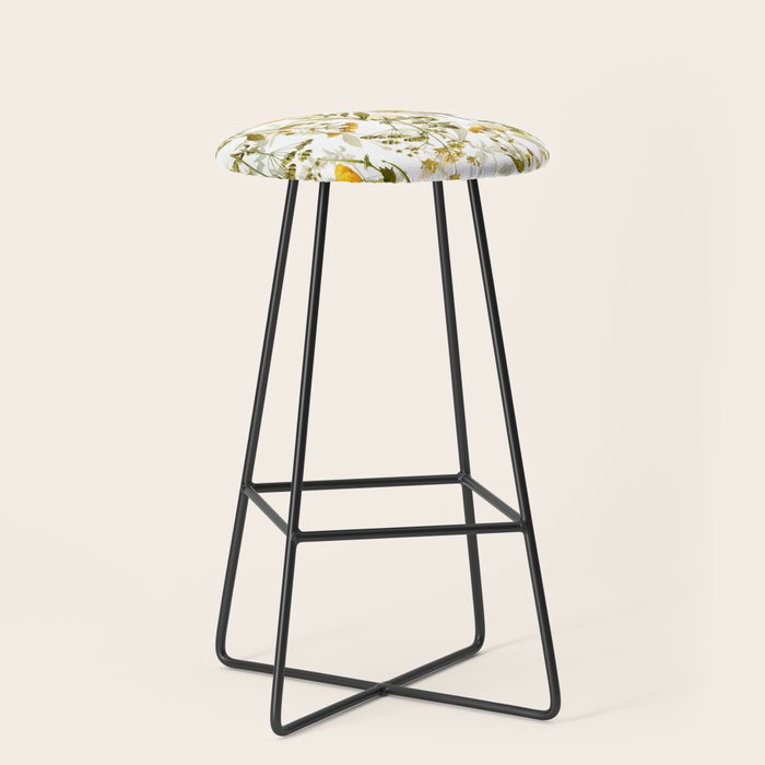 Vintage & Shabby Chic - Yellow Wildflowers Stool Gallery Image 1