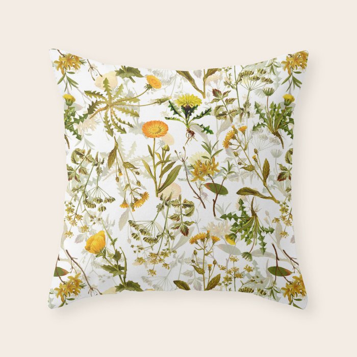 Vintage & Shabby Chic - Yellow Wildflowers Throw Pillow Gallery Image 1