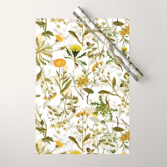 Vintage & Shabby Chic - Yellow Wildflowers Wrapping Paper Gallery Image 1