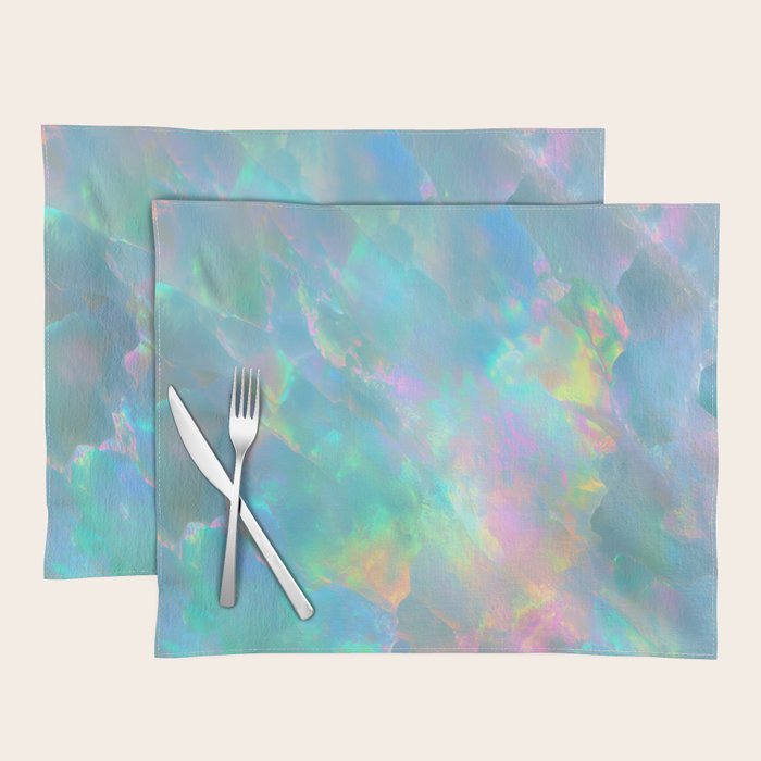 Opal Iridescent Dream Holographic Gemstone-Inspired Pastel Pattern Placemat Gallery Image 1
