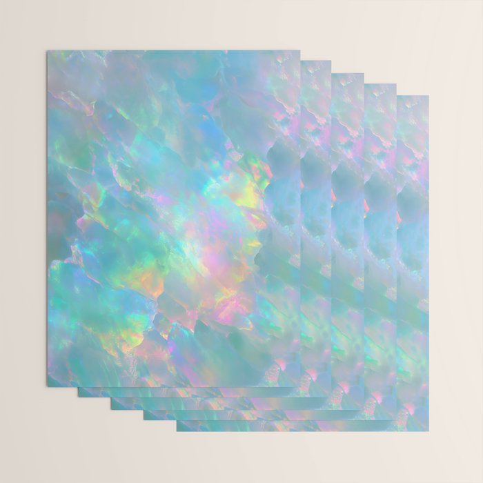 Opal Iridescent Dream Holographic Gemstone-Inspired Pastel Pattern Wrapping Paper Gallery Image 3