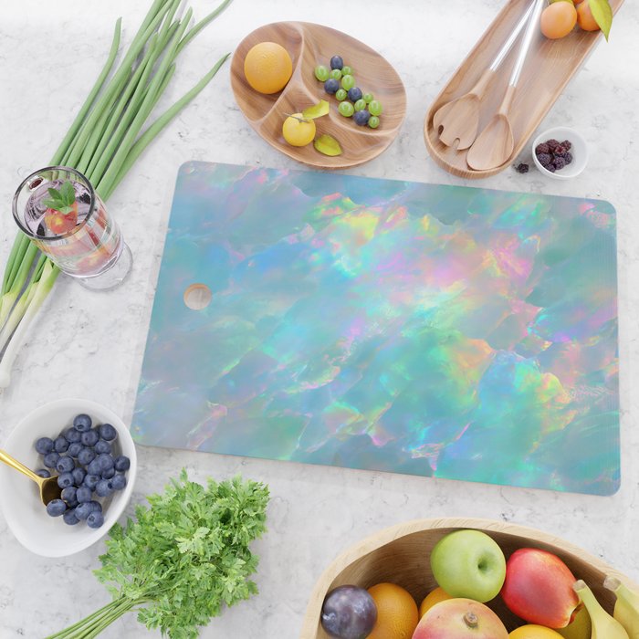 Opal Iridescent Dream Holographic Gemstone-Inspired Pastel Pattern Cutting Board Gallery Image 2