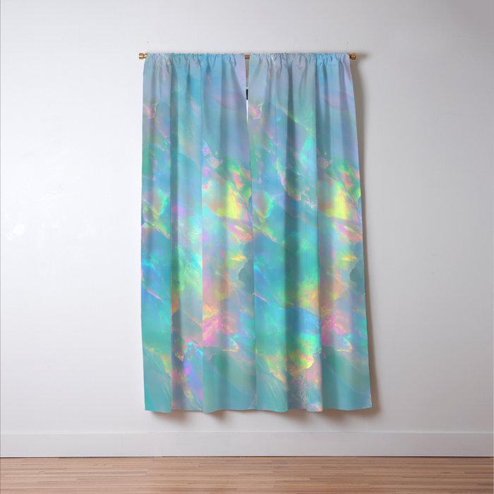 Opal Iridescent Dream Holographic Gemstone-Inspired Pastel Pattern Window Curtain Gallery Image 3