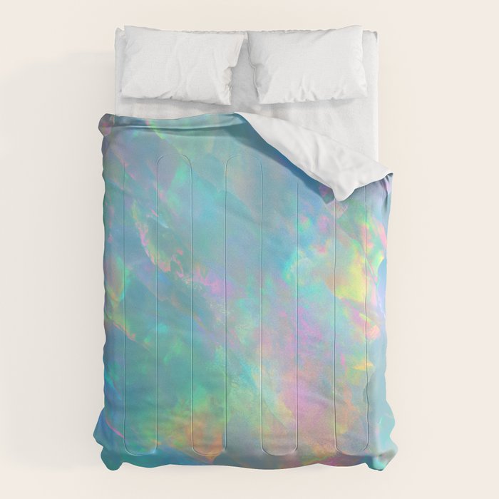 Opal Iridescent Dream Holographic Gemstone-Inspired Pastel Pattern Comforter Gallery Image 1