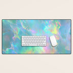 Opal Iridescent Dream Holographic Gemstone-Inspired Pastel Pattern Desk Mat Gallery Image 1