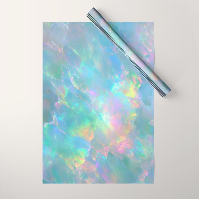 Opal Iridescent Dream Holographic Gemstone-Inspired Pastel Pattern Wrapping Paper Gallery Image 1