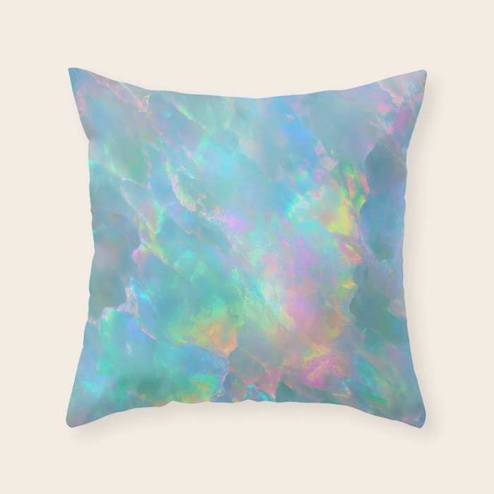 Opal Iridescent Dream Holographic Gemstone-Inspired Pastel Pattern Throw Pillow Gallery Image 6