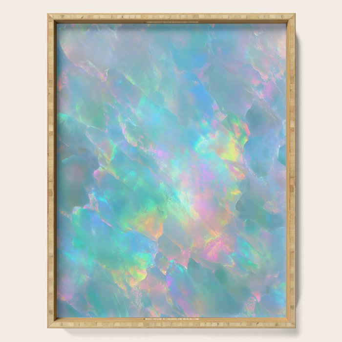 Opal Iridescent Dream Holographic Gemstone-Inspired Pastel Pattern Serving Tray Gallery Image 1