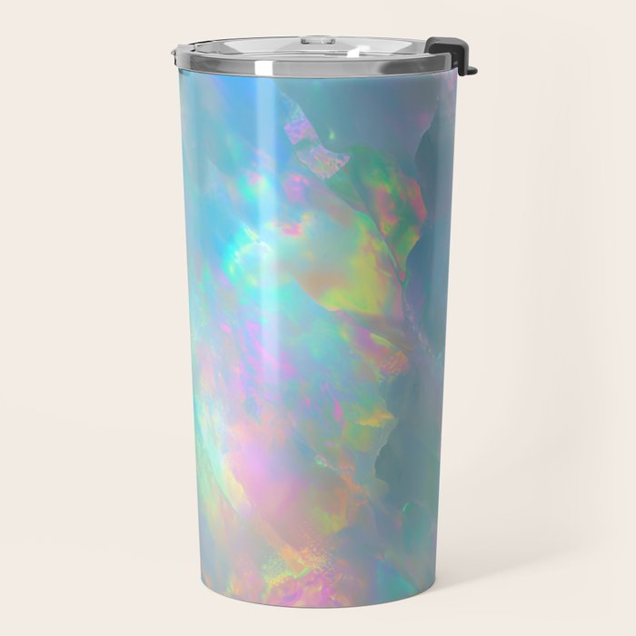 Opal Iridescent Dream Holographic Gemstone-Inspired Pastel Pattern Travel Mug Gallery Image 2