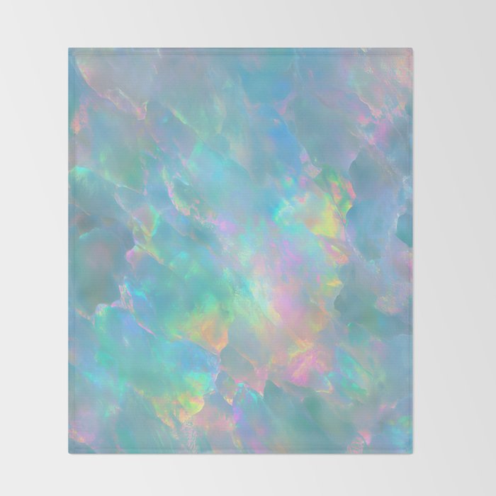 Opal Iridescent Dream Holographic Gemstone-Inspired Pastel Pattern Throw Blanket Gallery Image 2