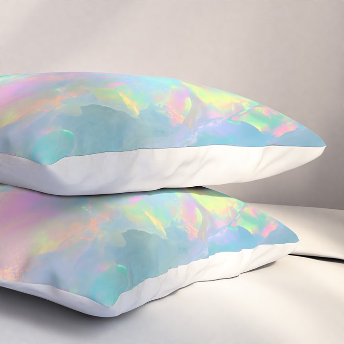 Opal Iridescent Dream Holographic Gemstone-Inspired Pastel Pattern Pillow Sham Gallery Image 3