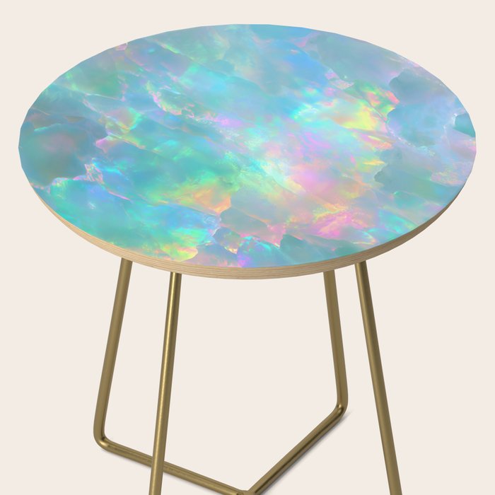 Opal Iridescent Dream Holographic Gemstone-Inspired Pastel Pattern Side Table Gallery Image 2