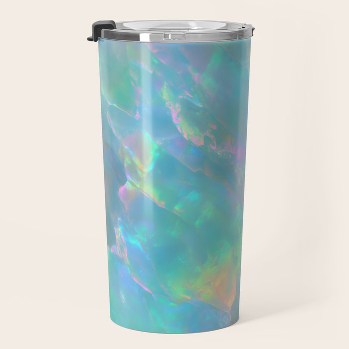 Opal Iridescent Dream Holographic Gemstone-Inspired Pastel Pattern Travel Mug Gallery Image 3
