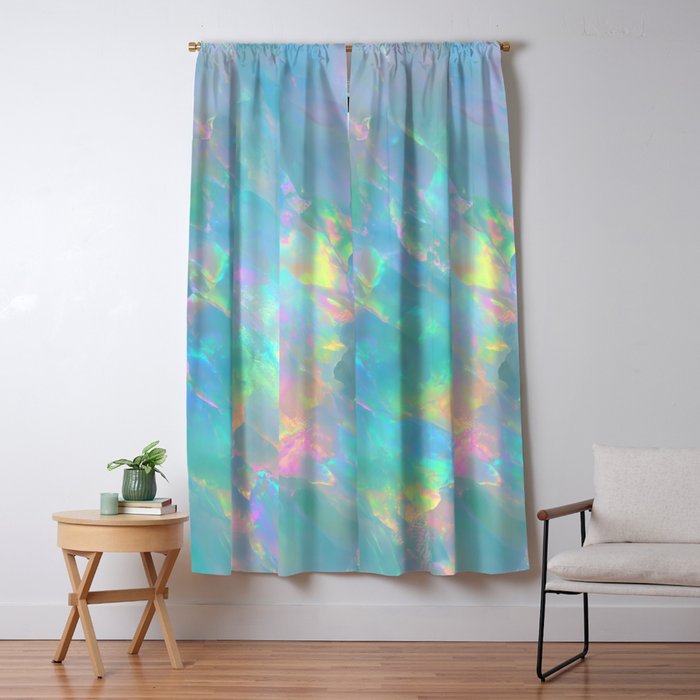 Opal Iridescent Dream Holographic Gemstone-Inspired Pastel Pattern Window Curtain Gallery Image 5