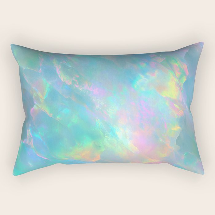 Opal Iridescent Dream Holographic Gemstone-Inspired Pastel Pattern Rectangular Pillow Gallery Image 2