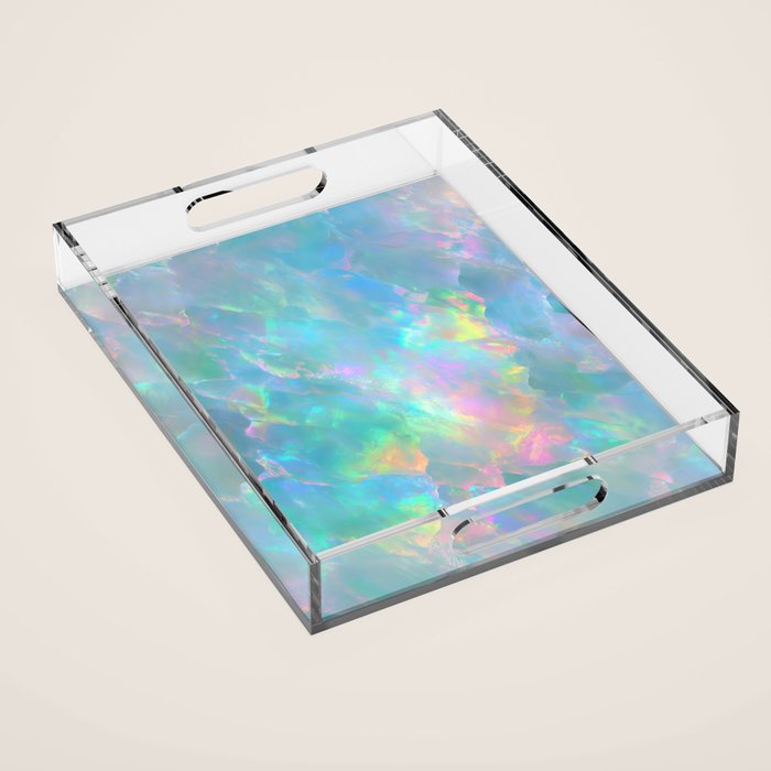 Opal Iridescent Dream Holographic Gemstone-Inspired Pastel Pattern Acrylic Tray Gallery Image 1