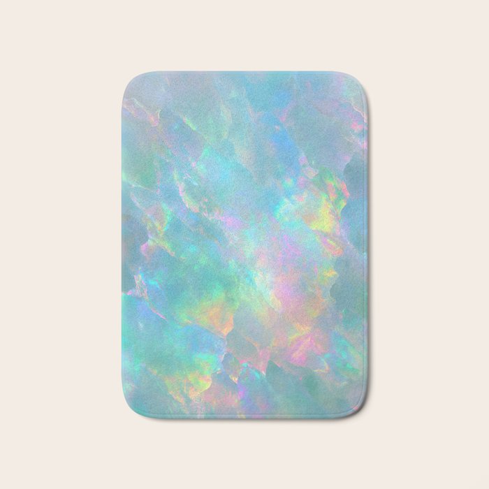 Opal Iridescent Dream Holographic Gemstone-Inspired Pastel Pattern Bath Mat Gallery Image 1