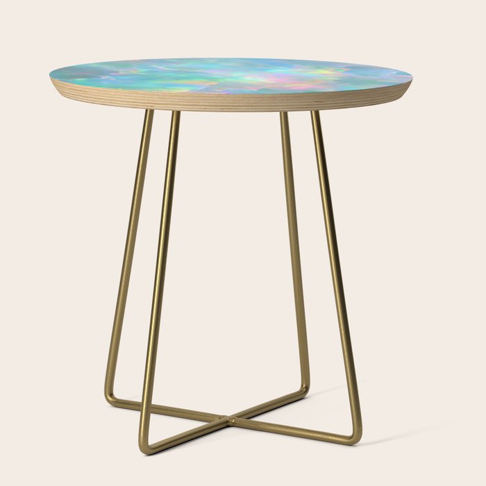 Opal Iridescent Dream Holographic Gemstone-Inspired Pastel Pattern Side Table Gallery Image 1