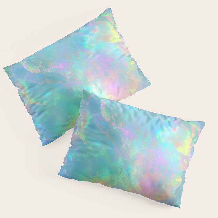 Opal Iridescent Dream Holographic Gemstone-Inspired Pastel Pattern Pillow Sham Gallery Image 3