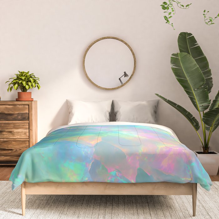 Opal Iridescent Dream Holographic Gemstone-Inspired Pastel Pattern Comforter Gallery Image 3