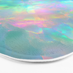 Opal Iridescent Dream Holographic Gemstone-Inspired Pastel Pattern Bath Mat Gallery Image 3