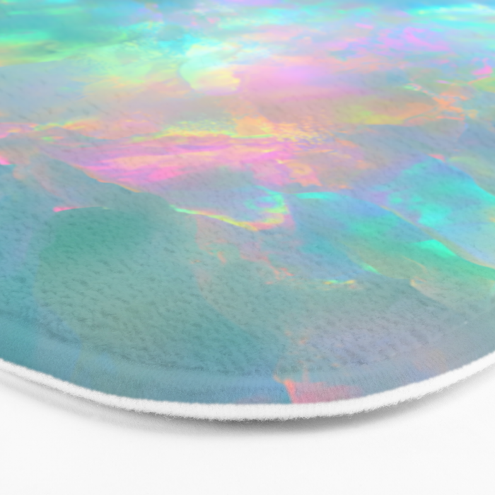 Opal Iridescent Dream Holographic Gemstone-Inspired Pastel Pattern Bath Mat Gallery Image 3