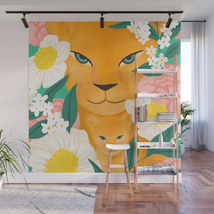 Mother Lion and Cub I Wall Mural Gallery Image 1