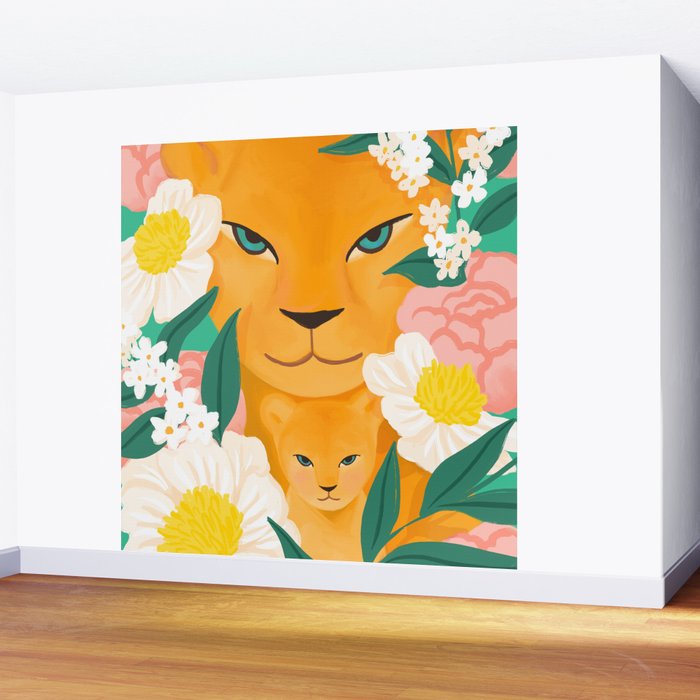 Mother Lion and Cub I Wall Mural Gallery Image 2