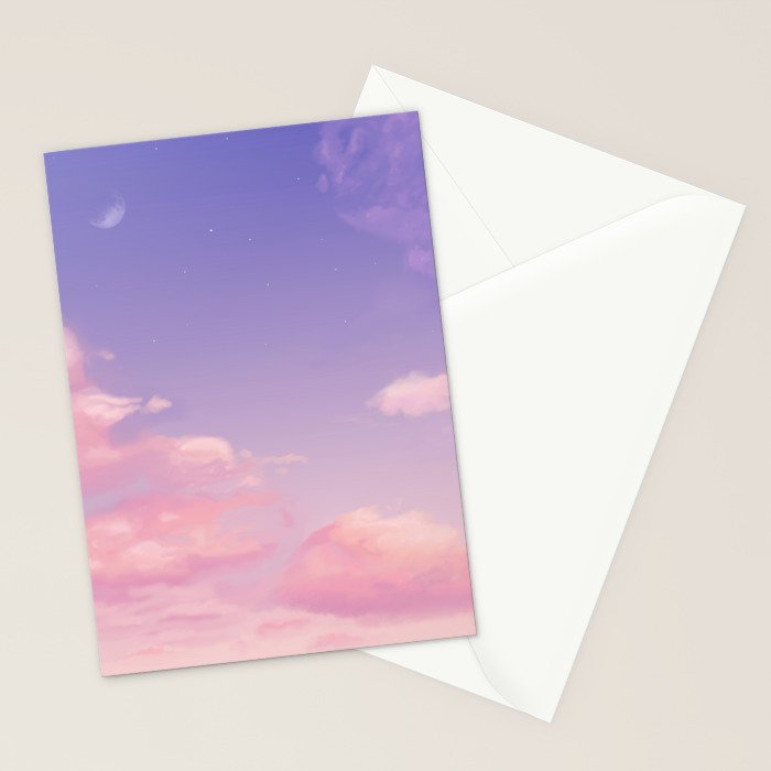 Sky Purple Aesthetic Lofi Stationery Card Gallery Image 2