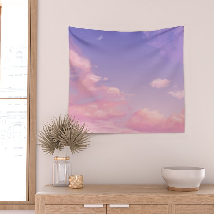 Sky Purple Aesthetic Lofi Wall Tapestry Gallery Image 2