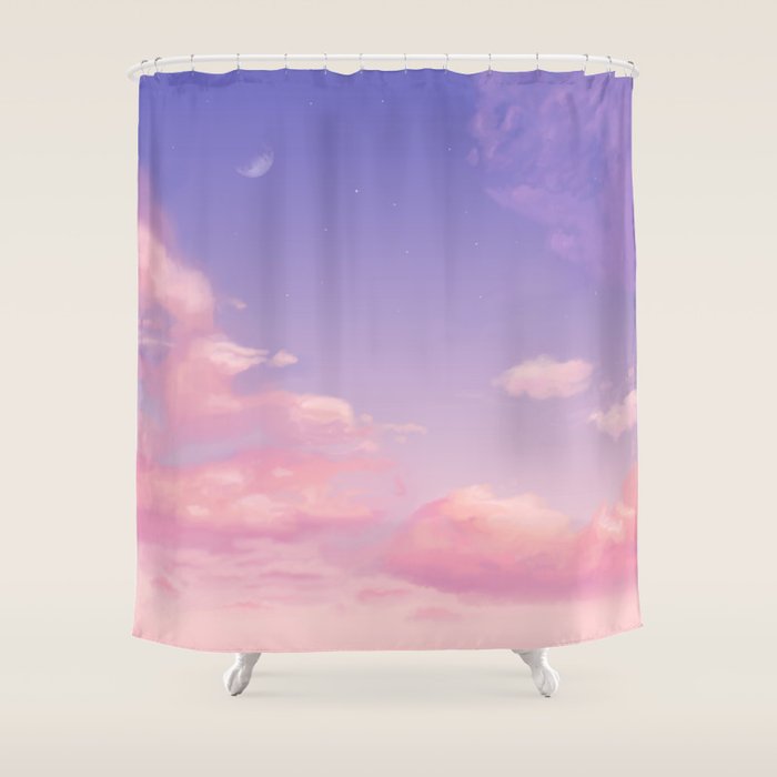 Sky Purple Aesthetic Lofi Shower Curtain Gallery Image 1