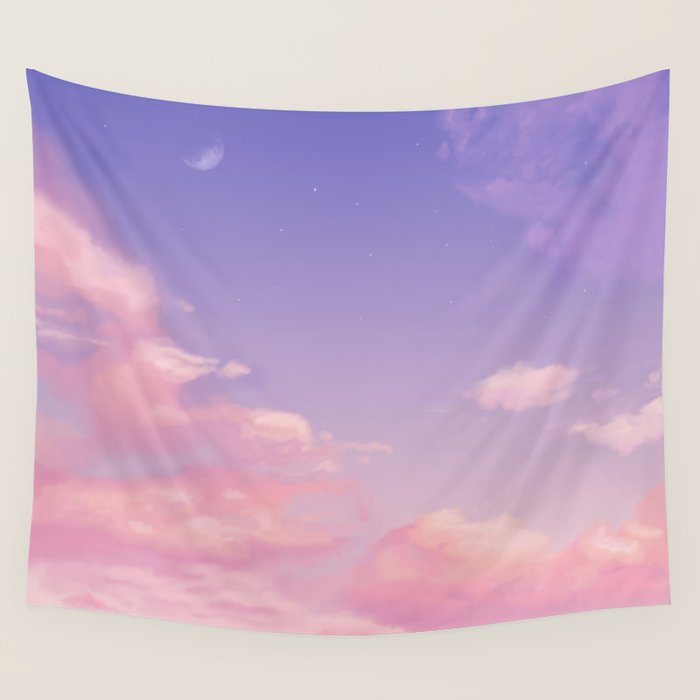 Sky Purple Aesthetic Lofi Wall Tapestry Gallery Image 4