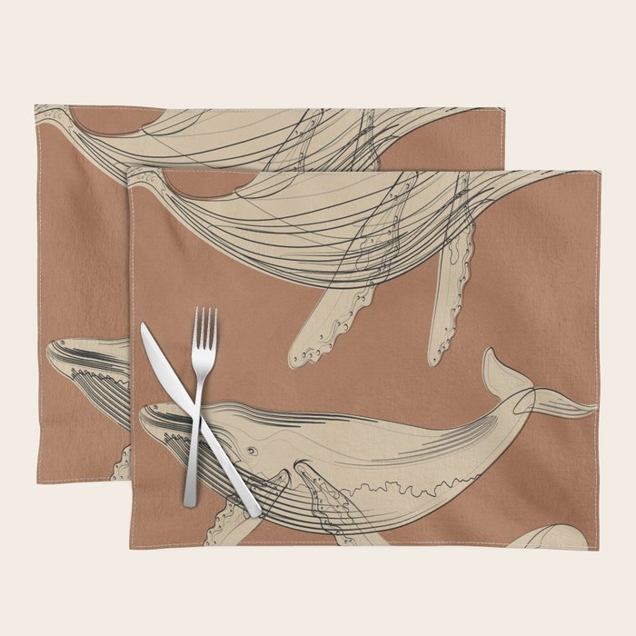 Modern Minimalist Abstract Whales 2 Placemat Gallery Image 1