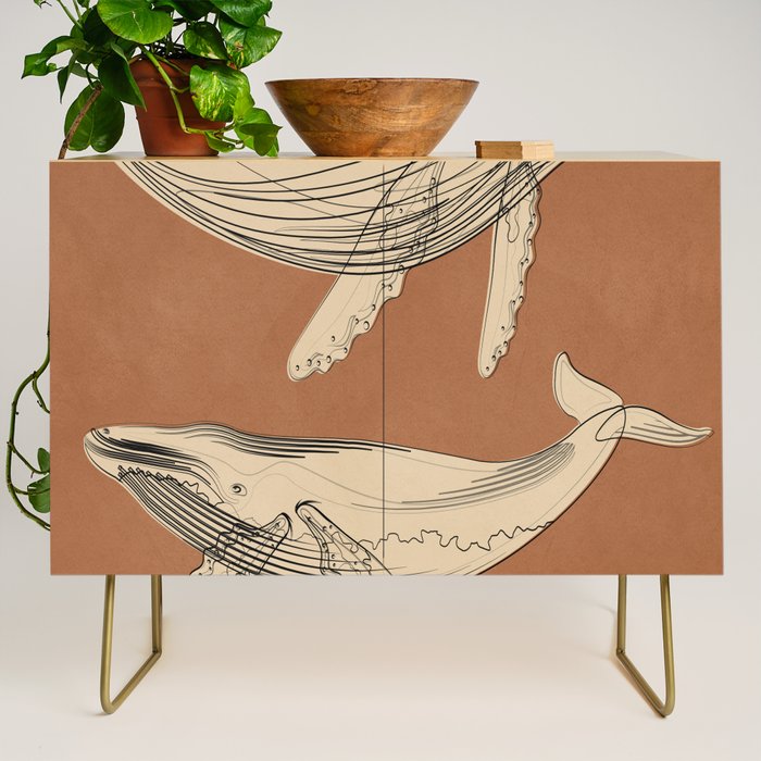 Modern Minimalist Abstract Whales 2 Credenza Gallery Image 1
