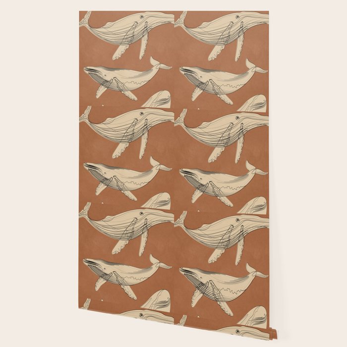 Modern Minimalist Abstract Whales 2 Wallpaper Gallery Image 2