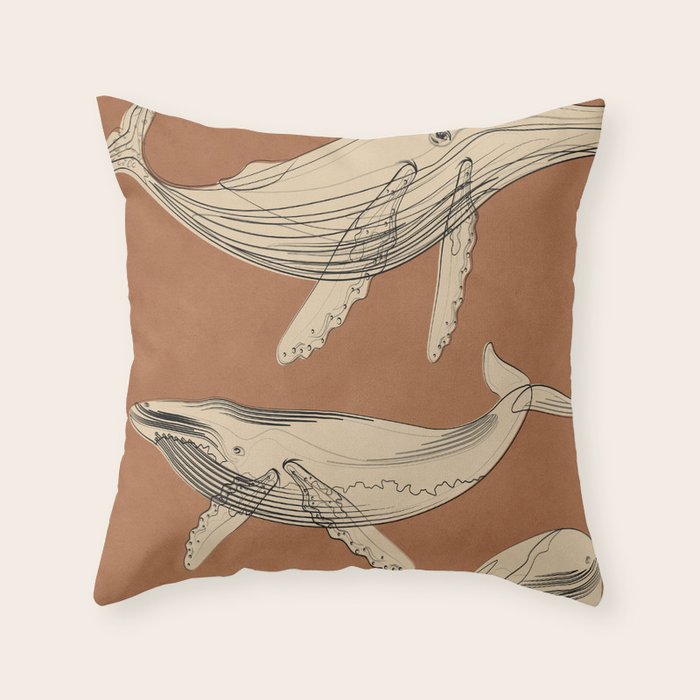 Modern Minimalist Abstract Whales 2 Throw Pillow Gallery Image 6
