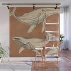 Modern Minimalist Abstract Whales 2 Wall Mural Gallery Image 1