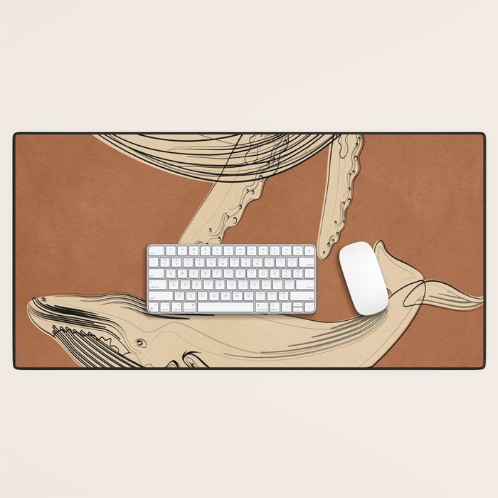 Modern Minimalist Abstract Whales 2 Desk Mat Gallery Image 1