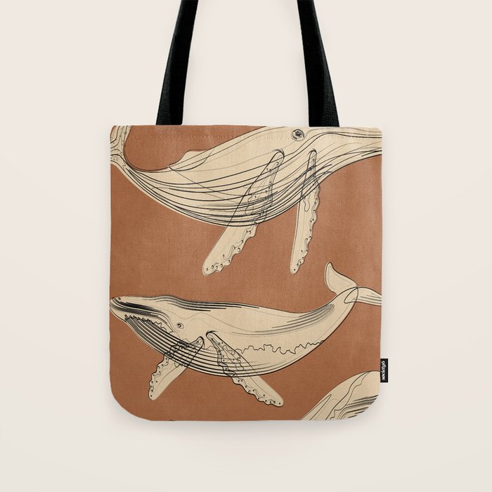 Modern Minimalist Abstract Whales 2 Tote Bag Gallery Image 1
