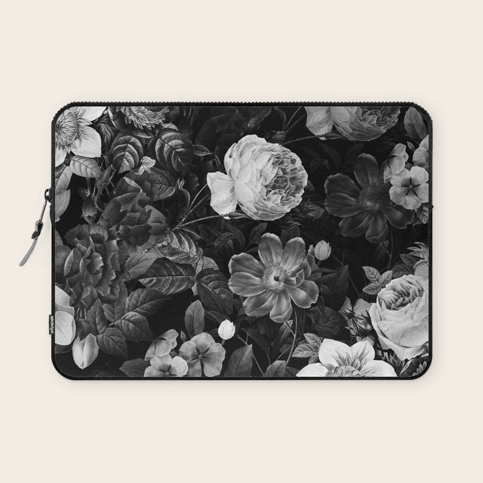 Black and White Garden Laptop Sleeve Gallery Image 1