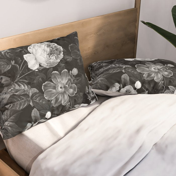 Black and White Garden Pillow Sham Gallery Image 2