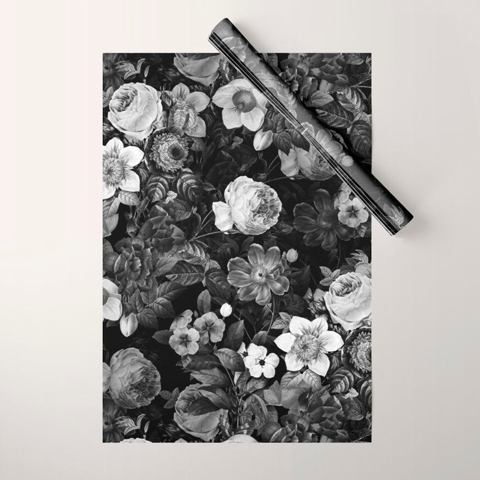 Black and White Garden Wrapping Paper Gallery Image 1